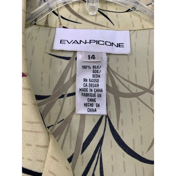 Evan-Picone Womens Size 14 Silk Two-Piece Floral Blouse & Skirt Set Vintage 100% - Picture 2 of 9